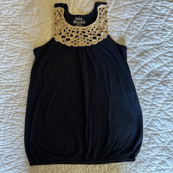 Mudd Tops - Mudd Medium Ladies Blouse Dressy Tank Top Shirt Navy Cream Office Travel Party
